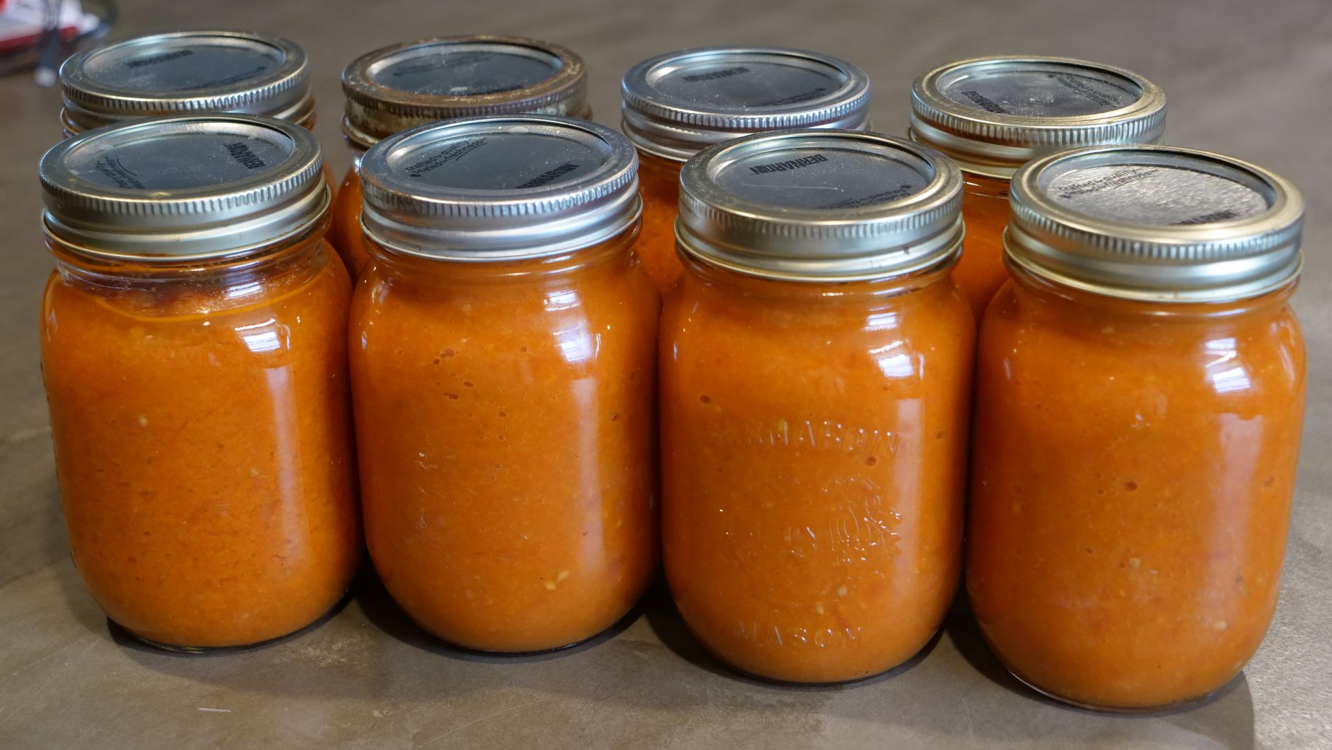 Bottling tomato sauce Big Red's Cooking